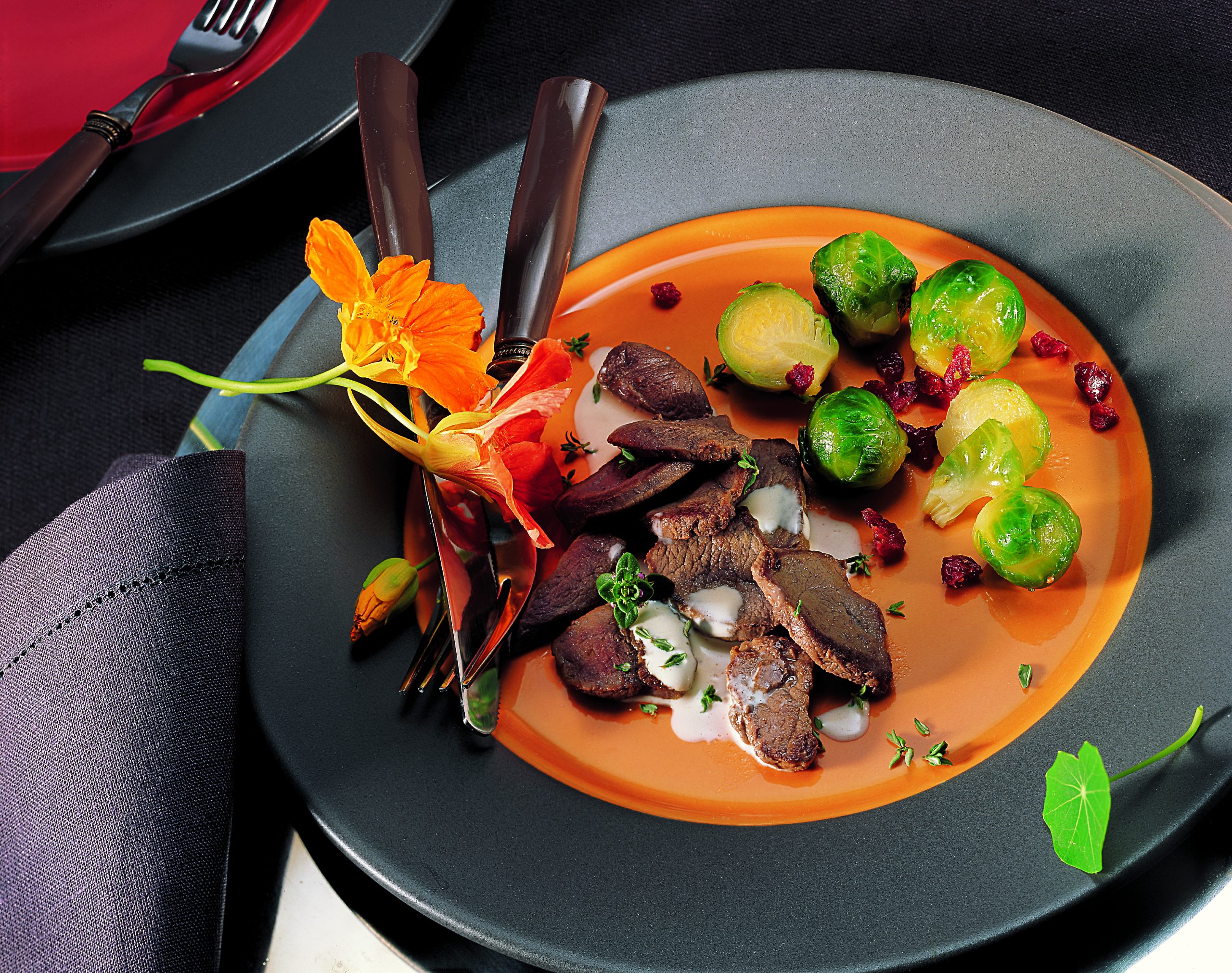 Rehgeschnetzeltes flambé