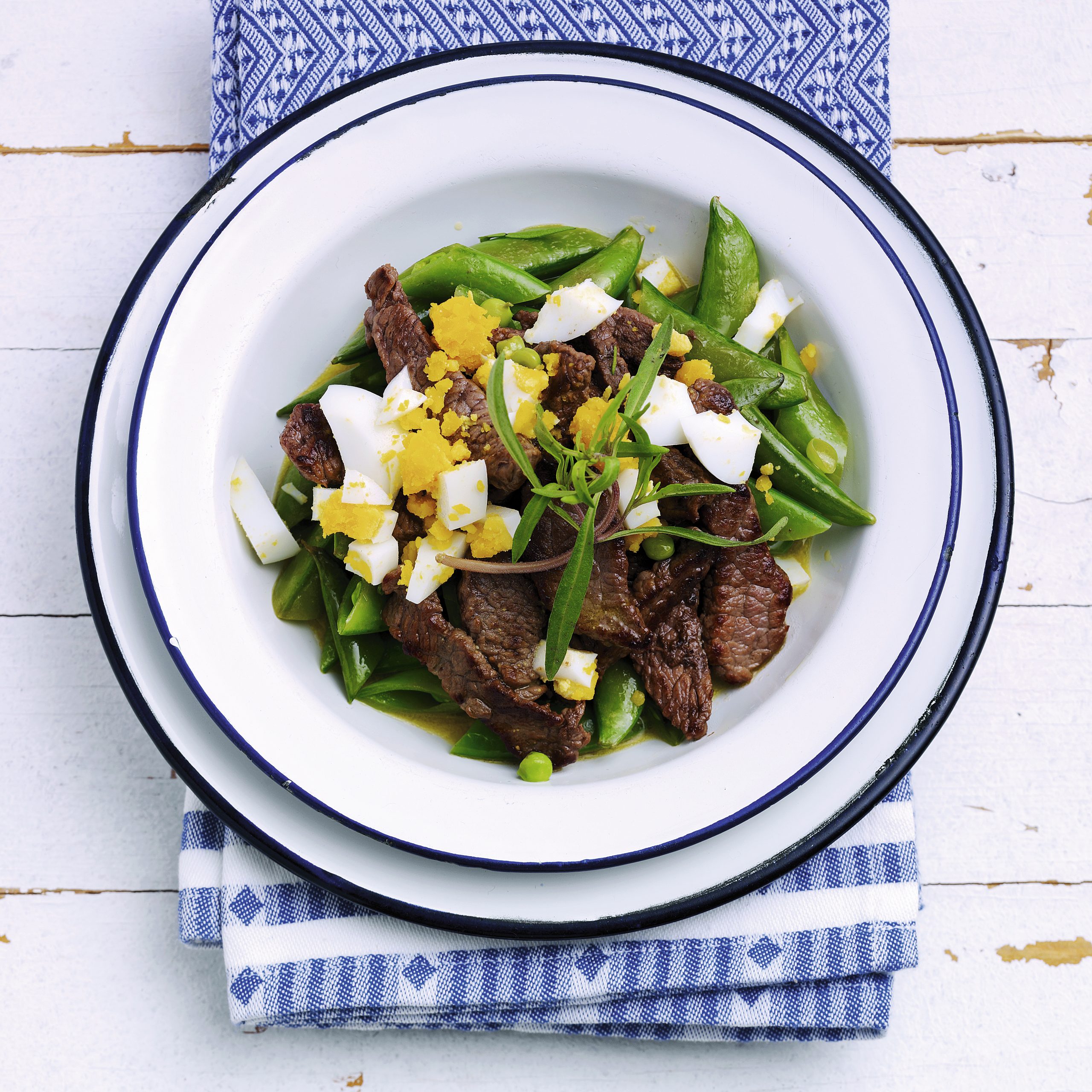Salade de pois gourmands au boeuf