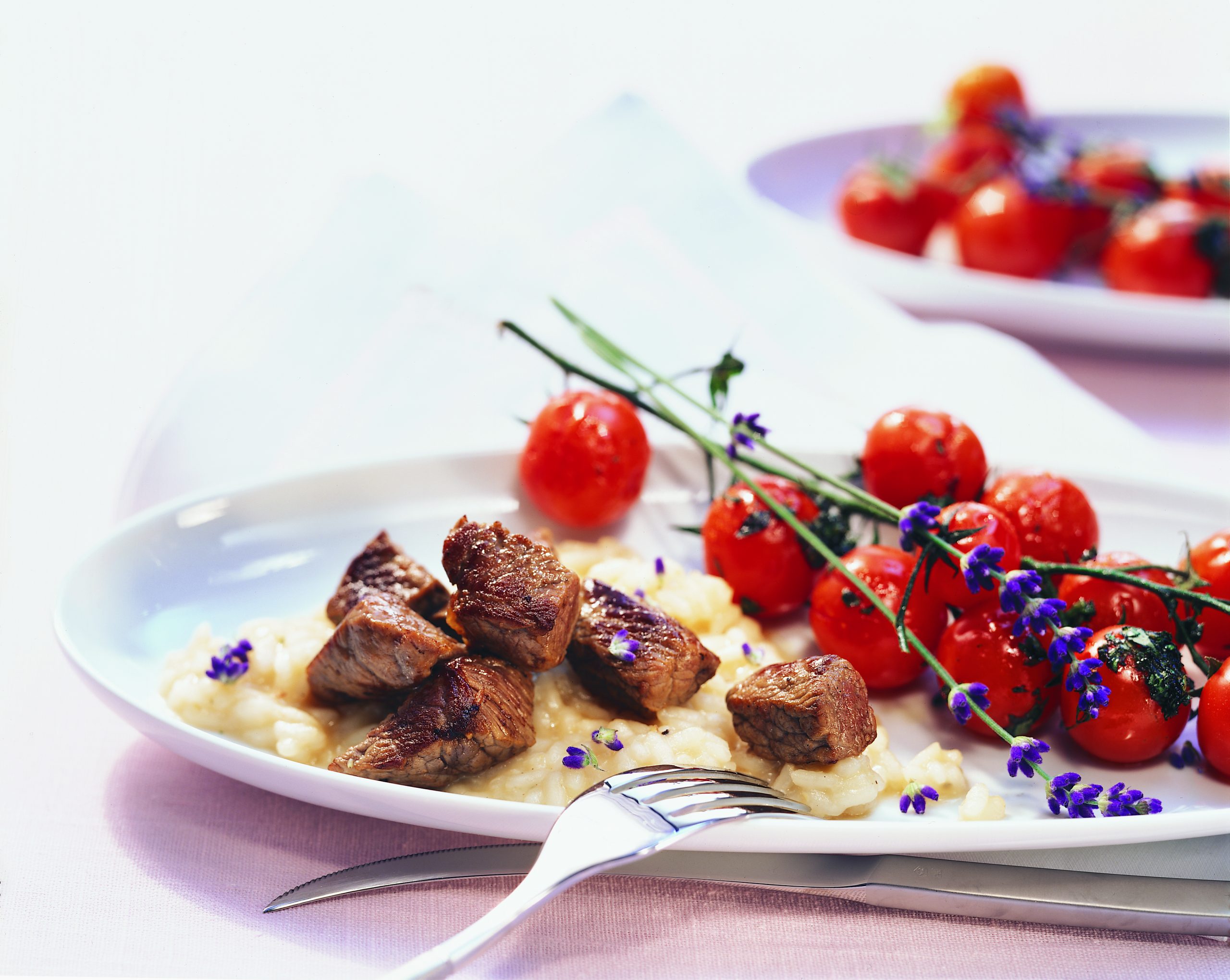 Romsteck aux tomates et risotto au vinaigre balsamique