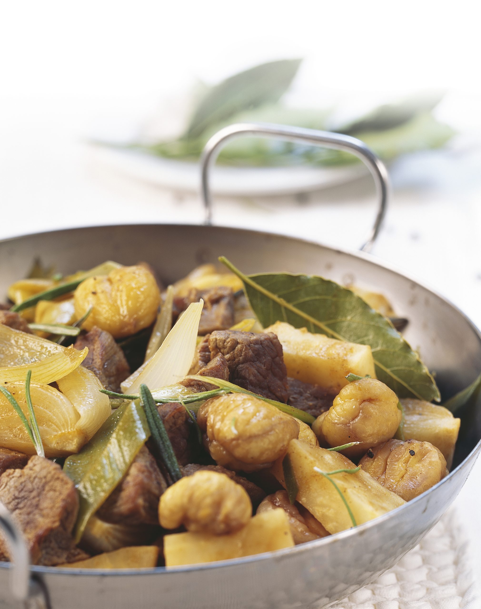 Rindsragout mit Lauch und Kastanien