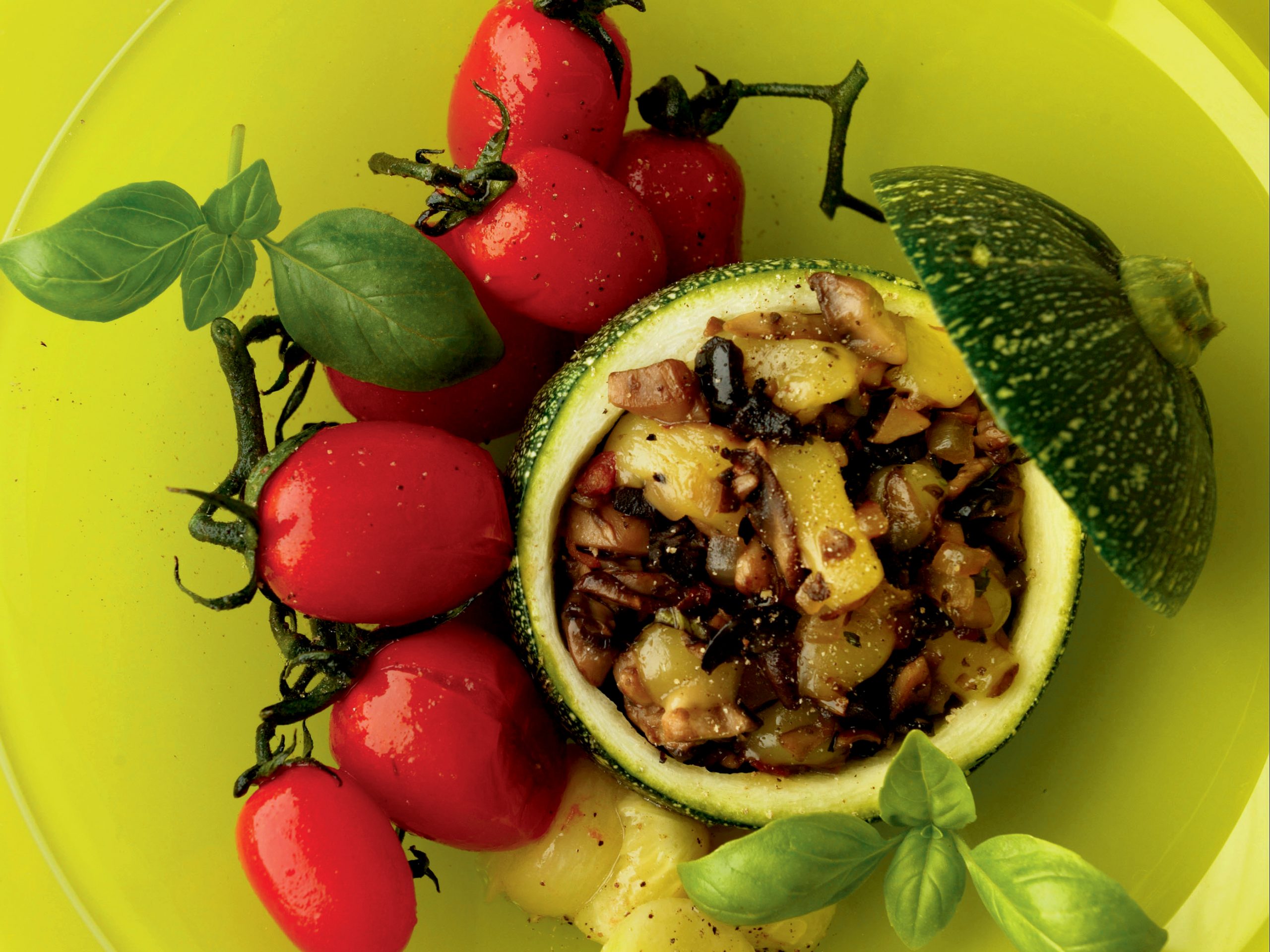 Courgette ronde aux champignons de Paris et au vacherin fribourgeois