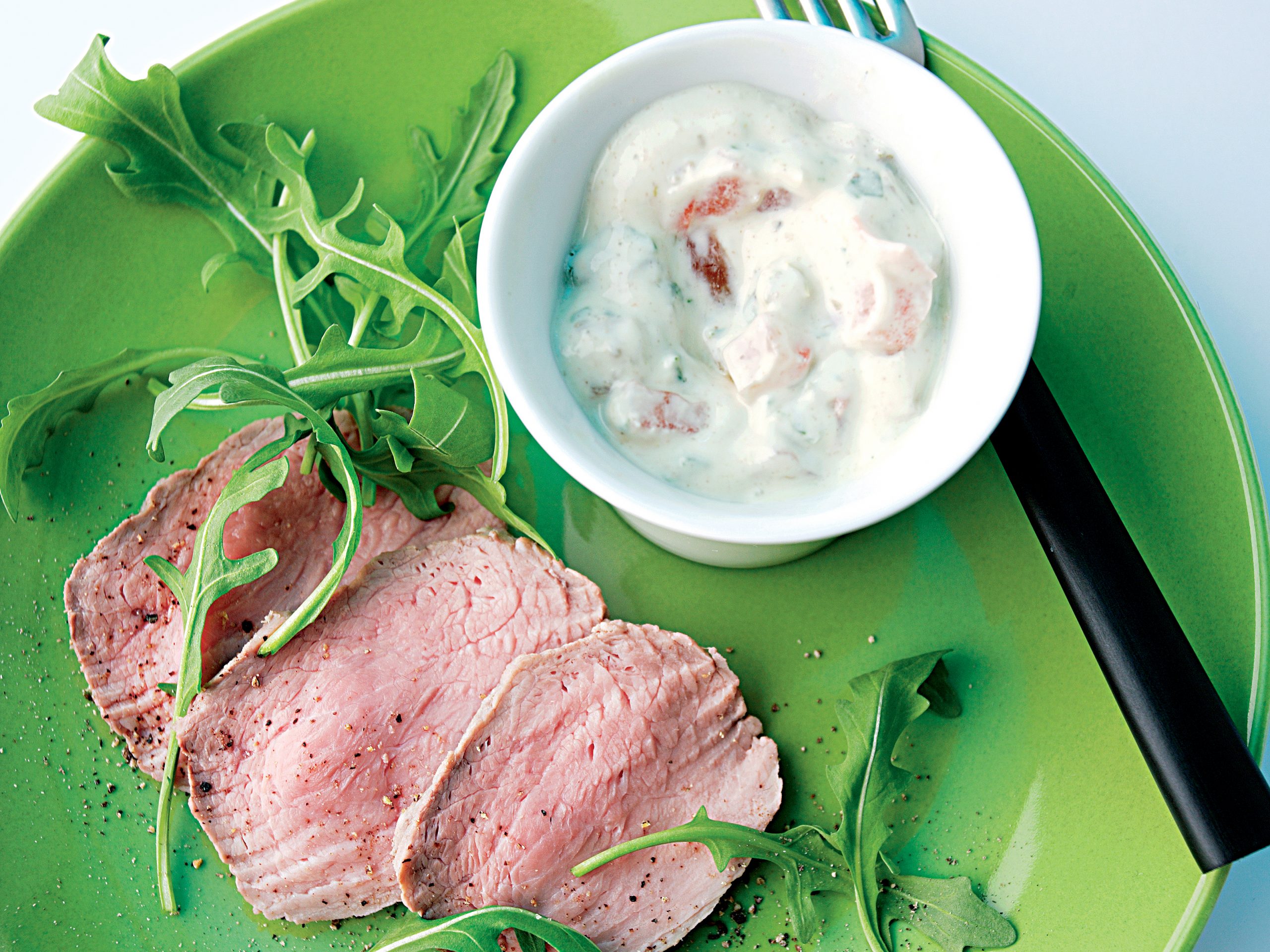 Rucola-Tomaten-Quark zu Kalbsnuss