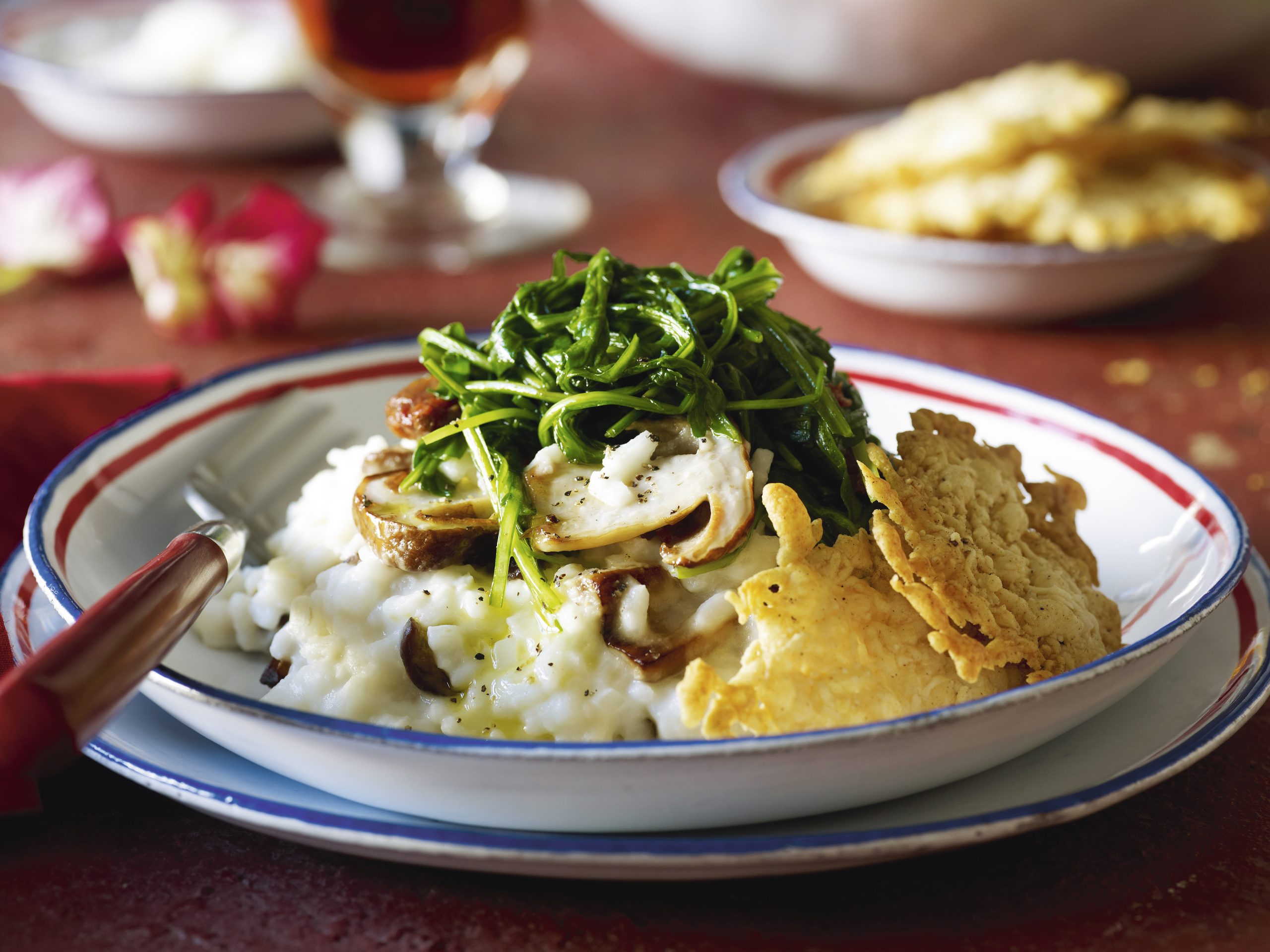 Rucolagemüse zu Steinpilzrisotto