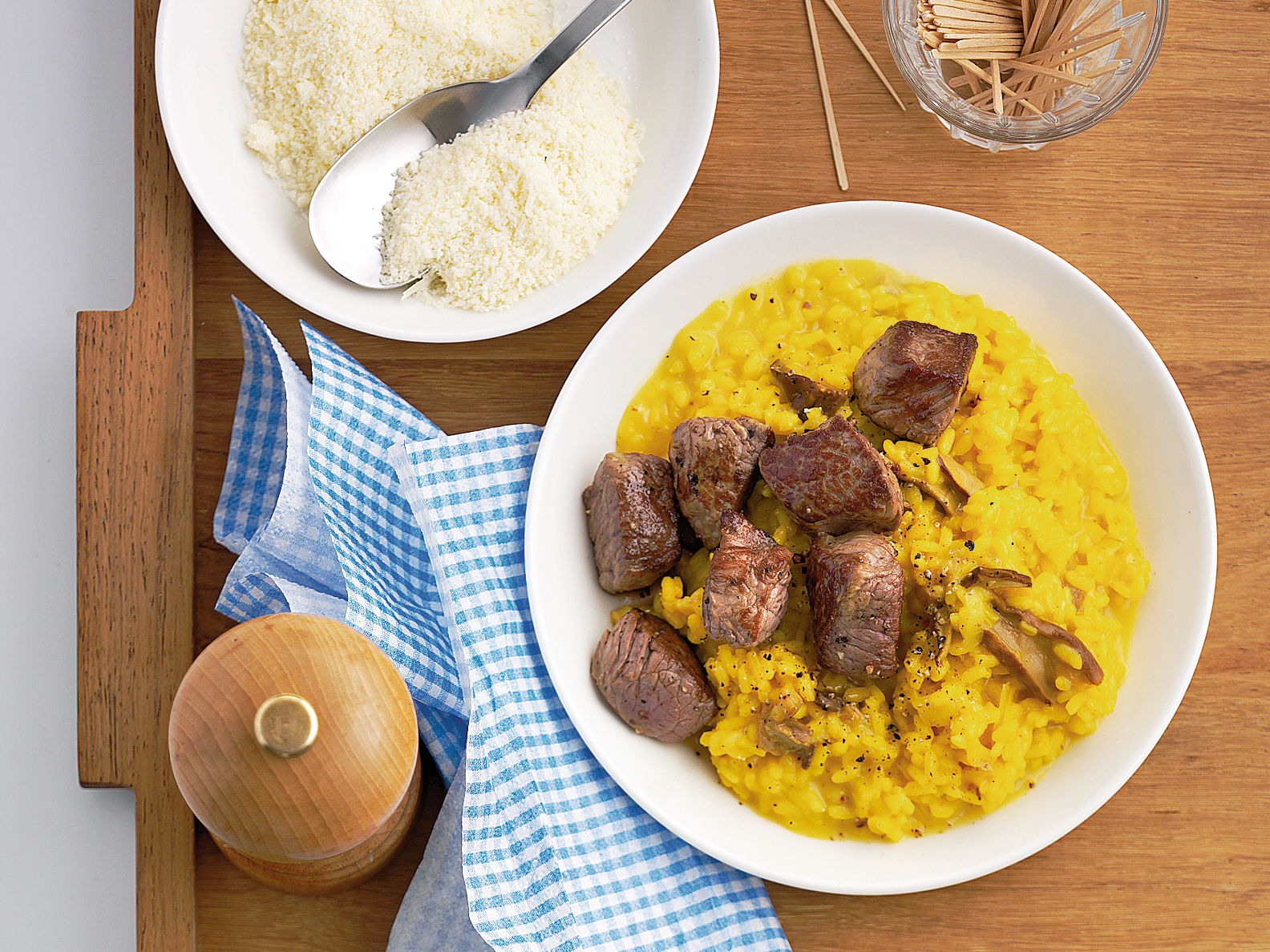 Risotto safrané aux dés d’aloyau