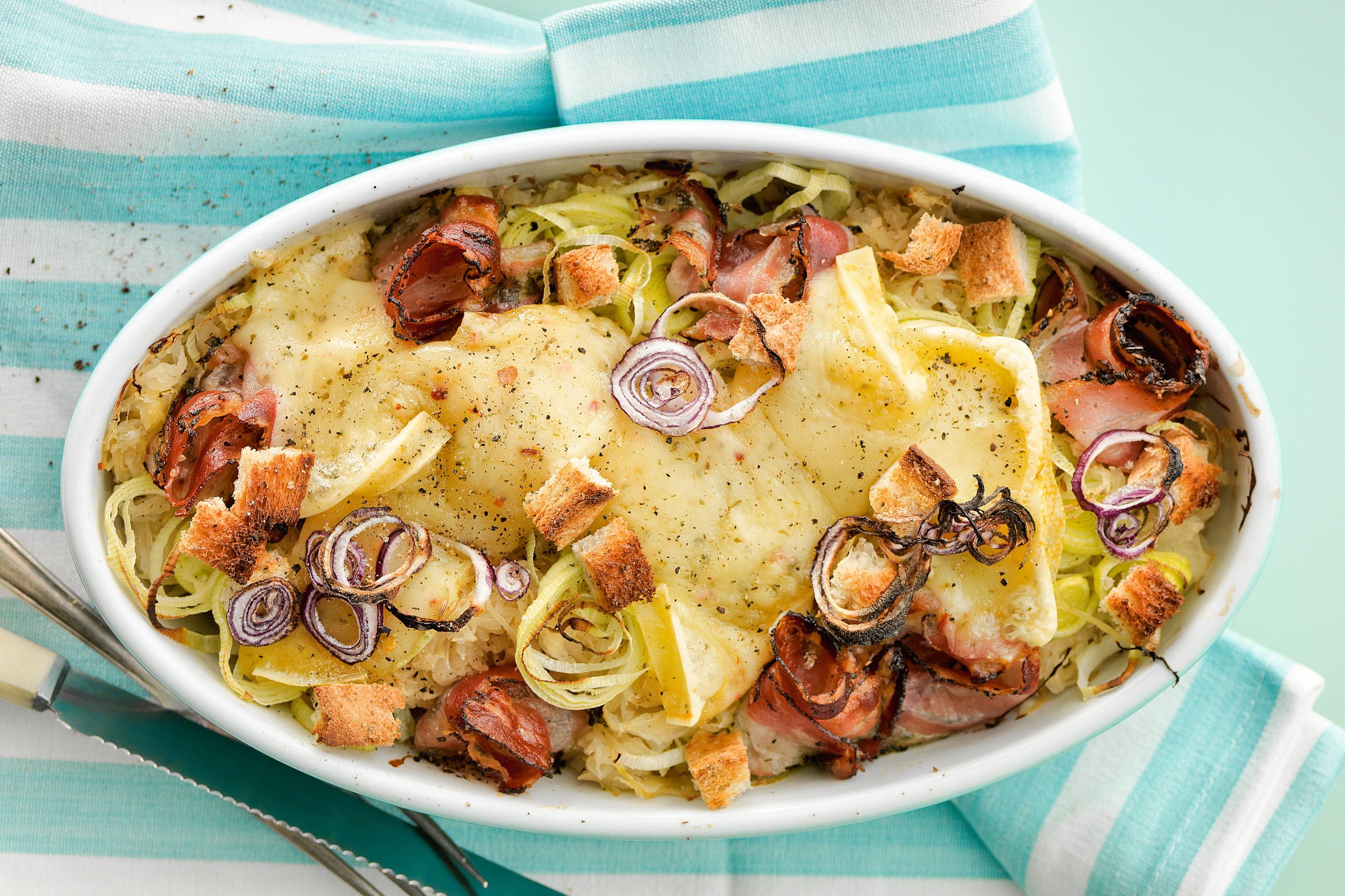 Gratin de choucroute & lardons