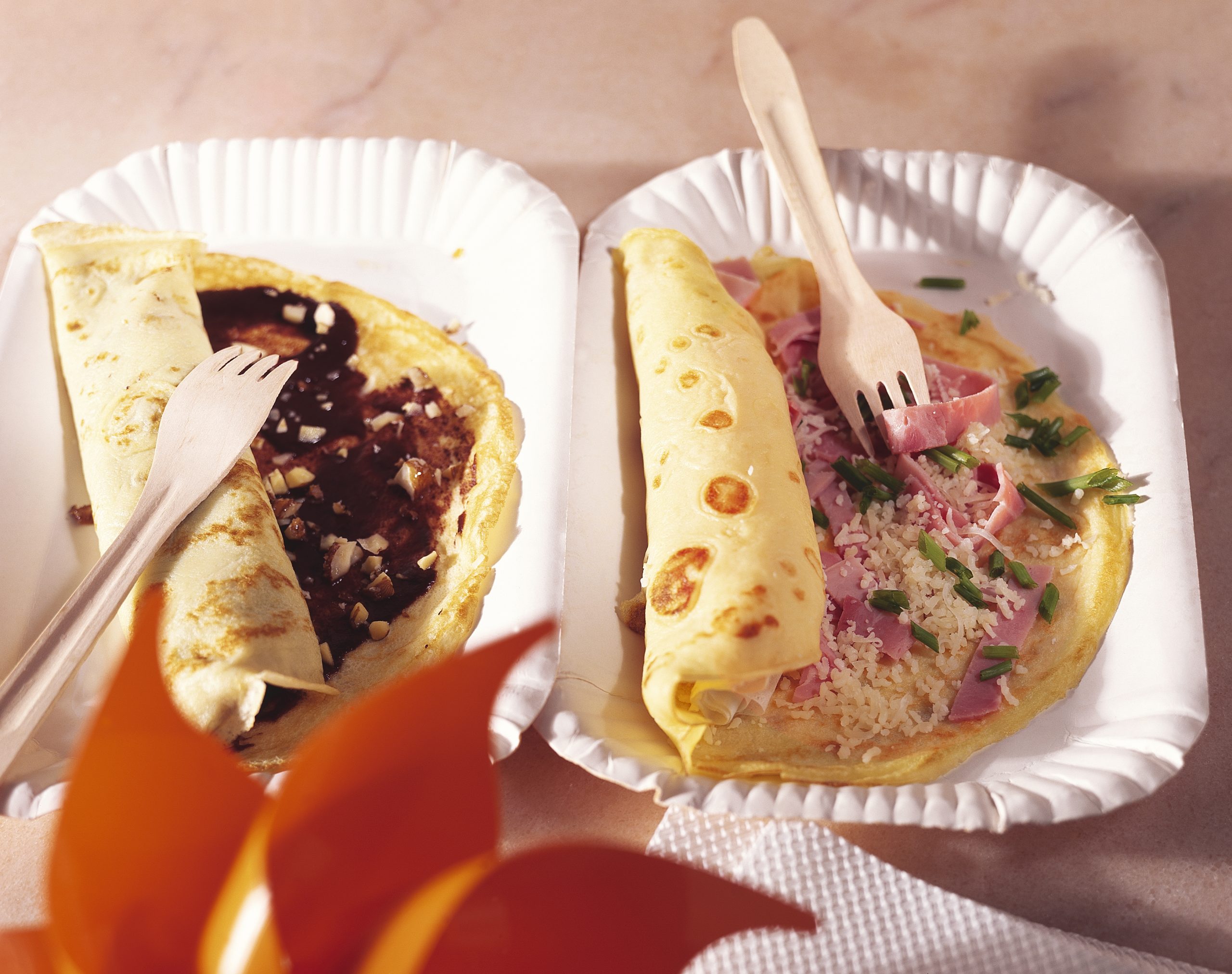 Schokoladen-Nuss-Crêpes & Käse-Schinken-Crêpes