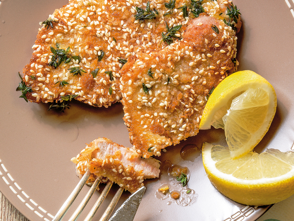 Escalopes de porc panées au sésame