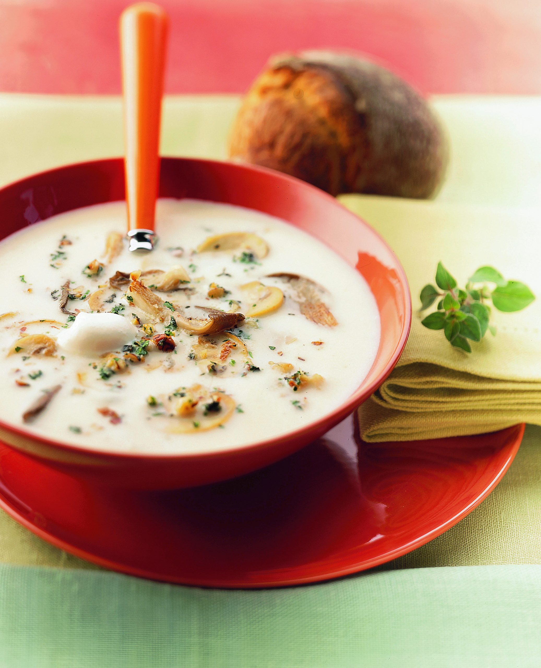 Soupe de céleri aux noix et aux champignons