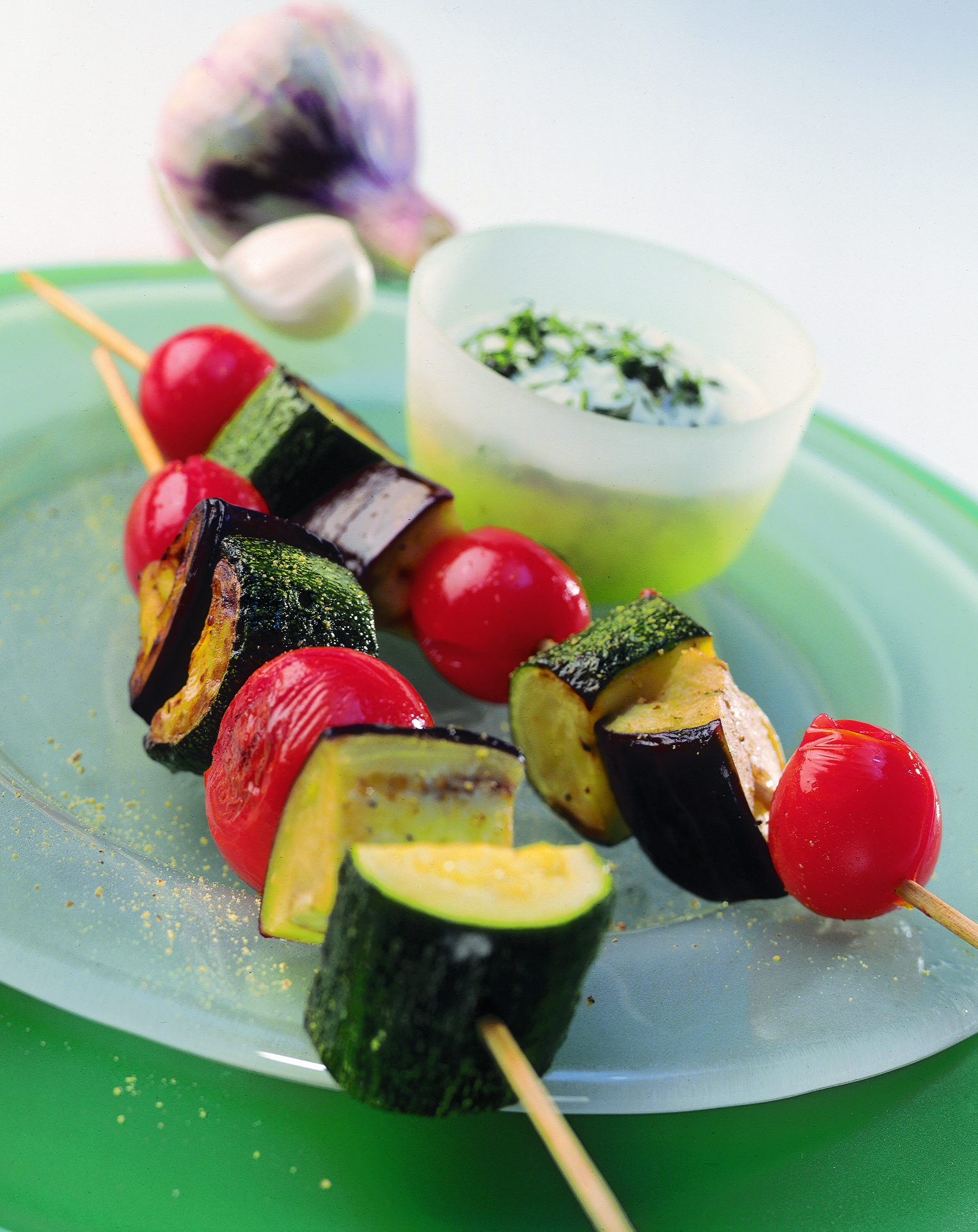 Brochettes de légumes à l'ail