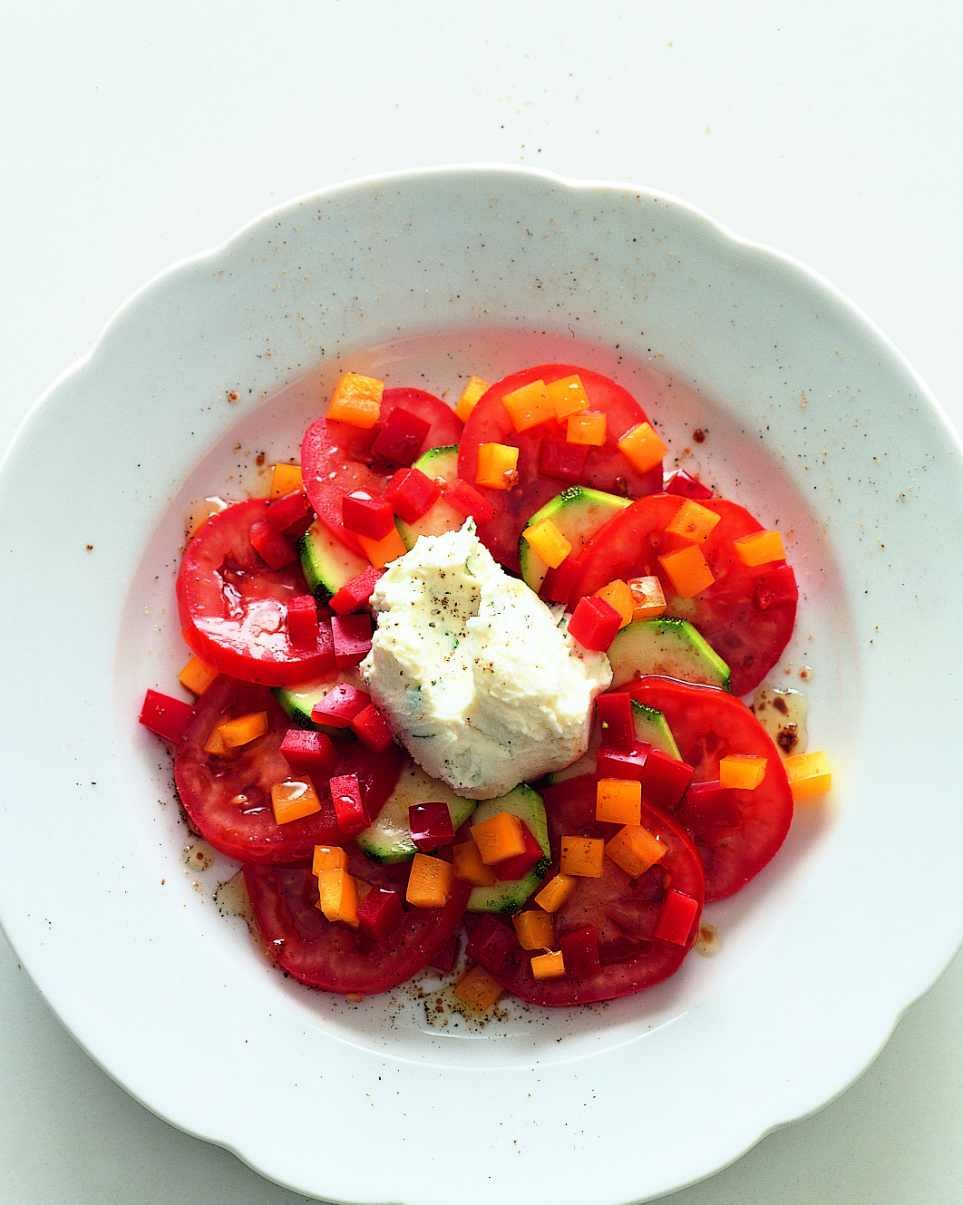 Légumes d'été nappés de mascarpone au basilic