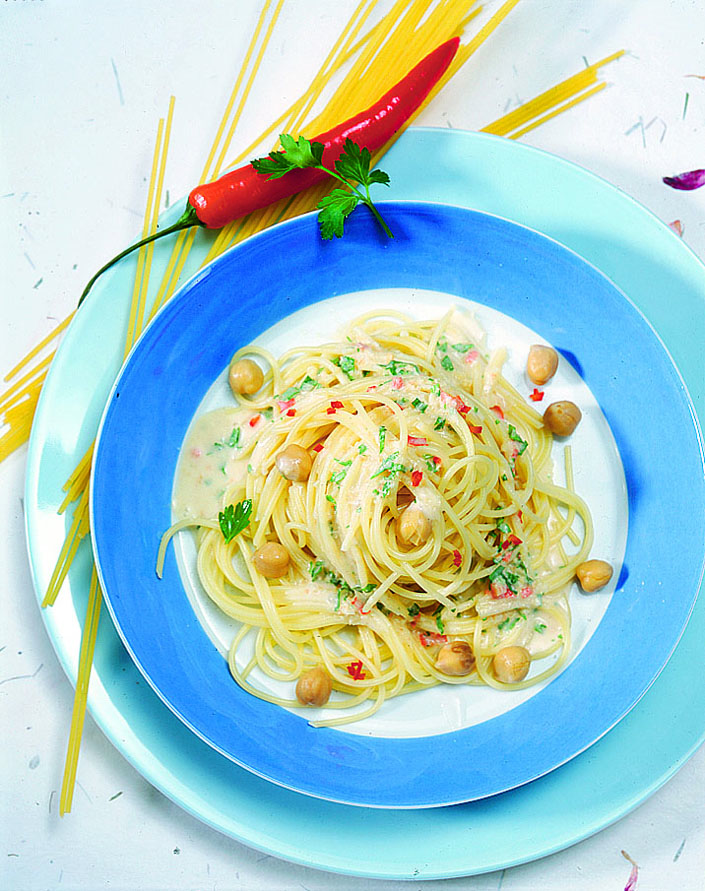 Spaghetti aux pois chiches