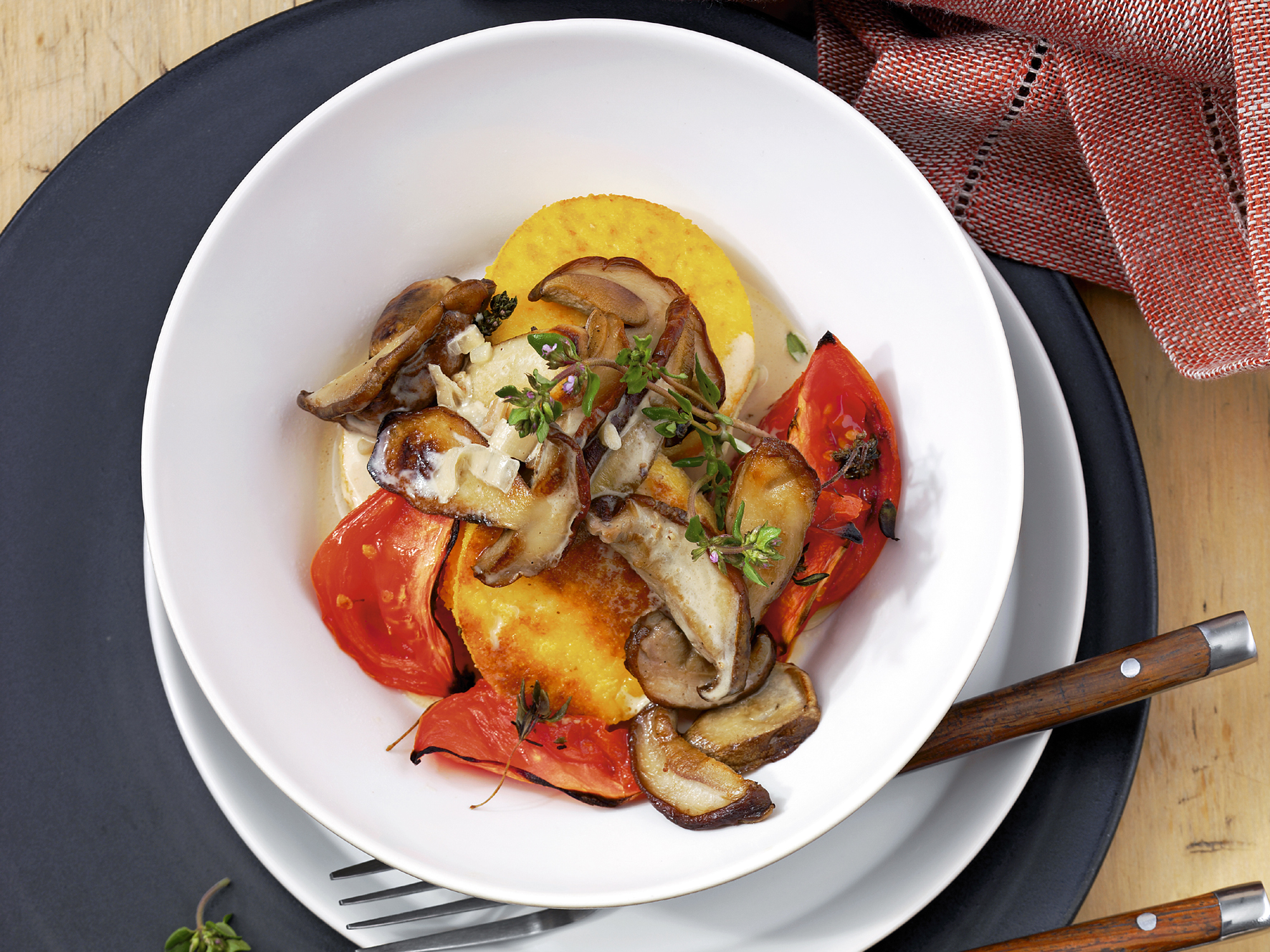 Ragoût de bolets aux palets de polenta