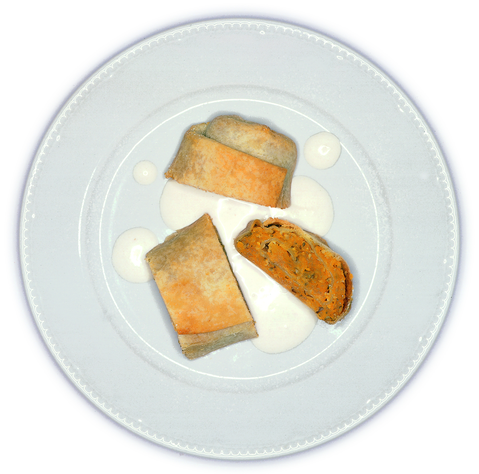 Strudel à la courge et sauce à la coriandre