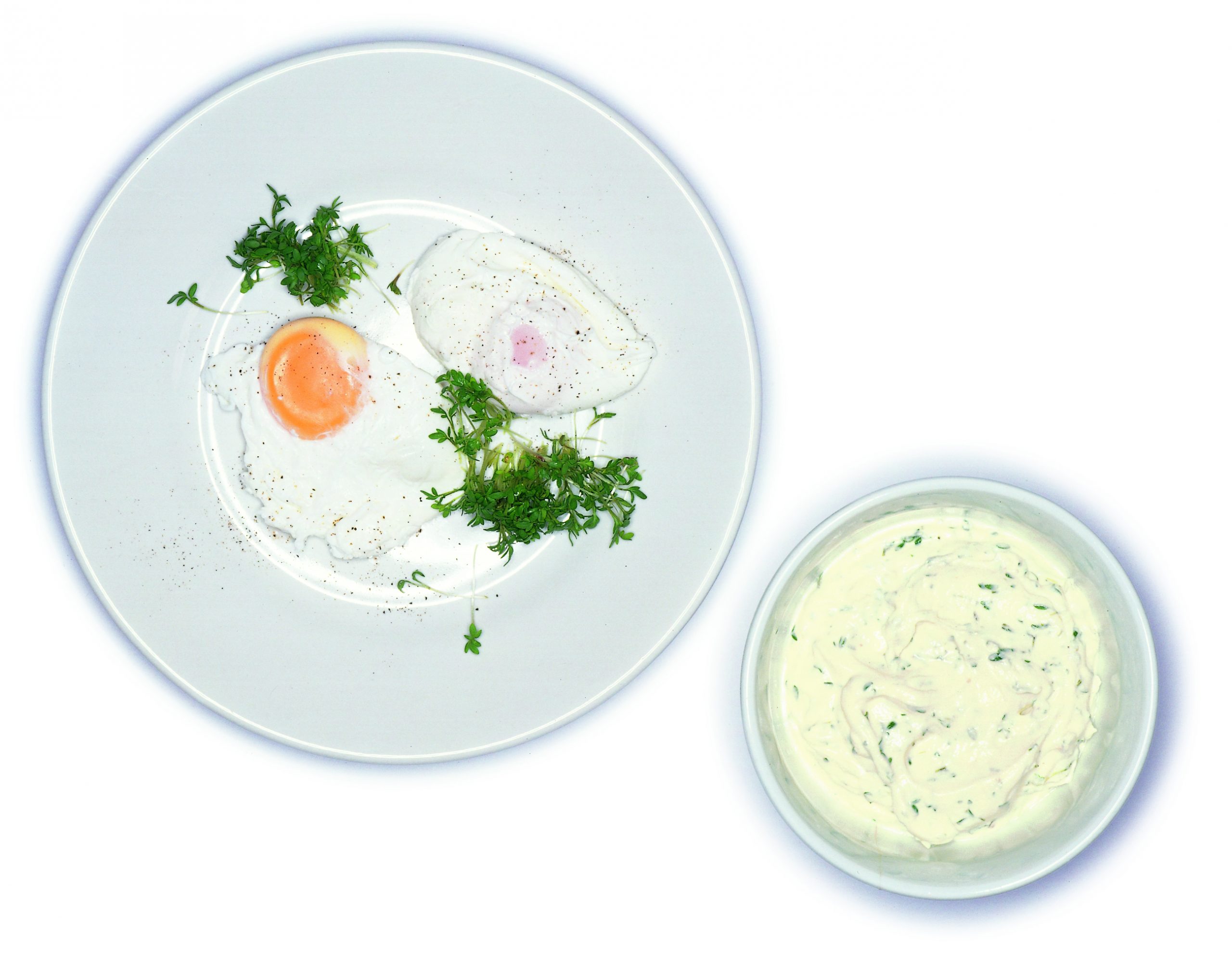 Verlorene Eier mit Kressequark