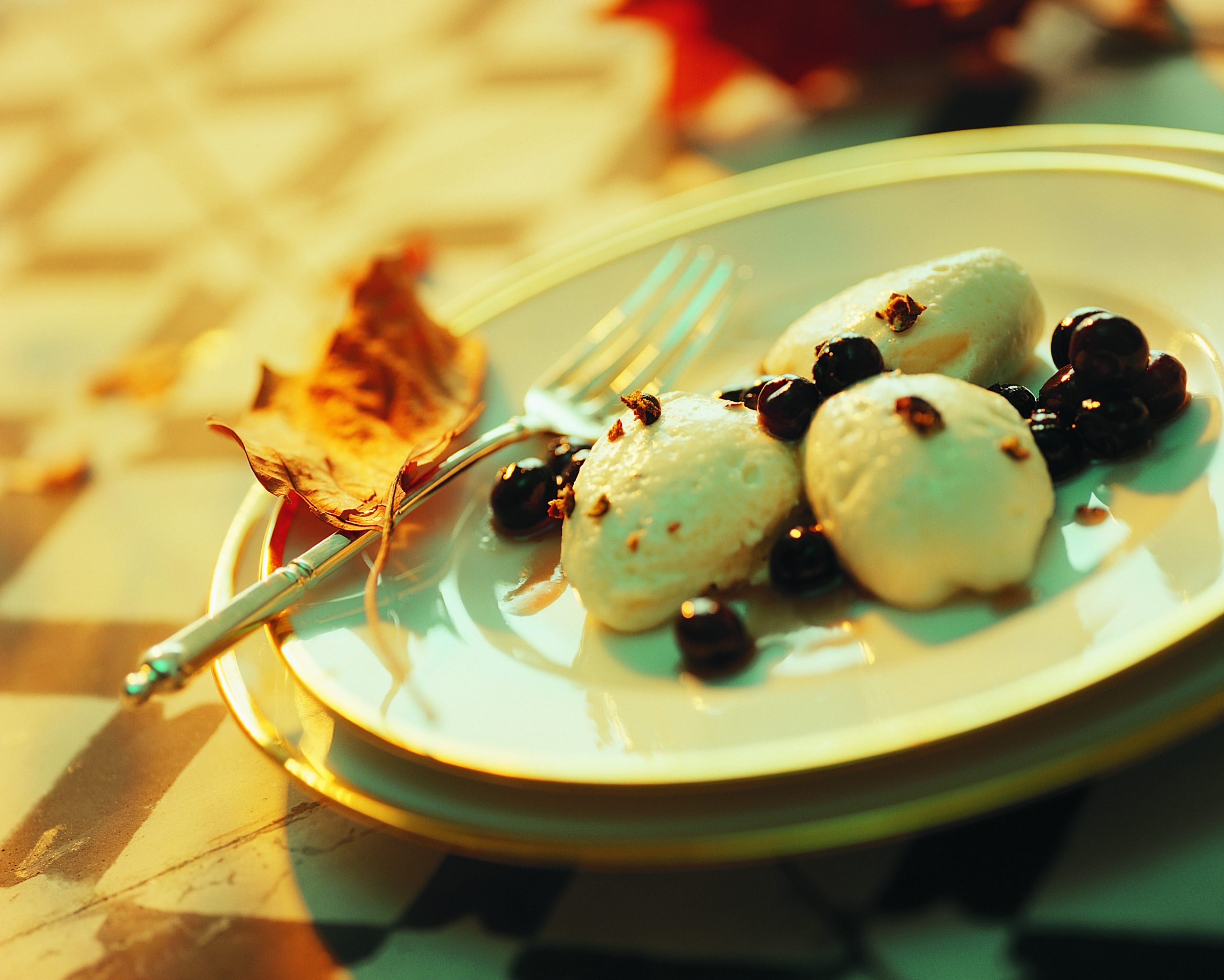 Mousse de genièvre aux myrtilles