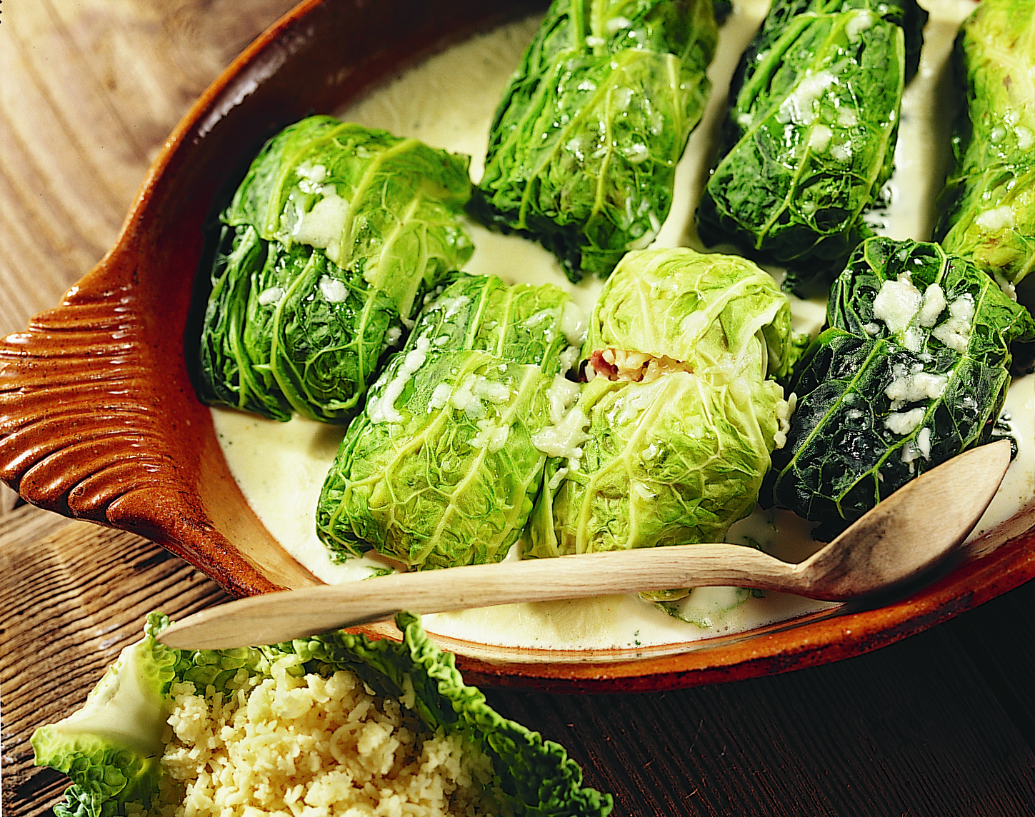 Paupiettes de chou frisé au riz
