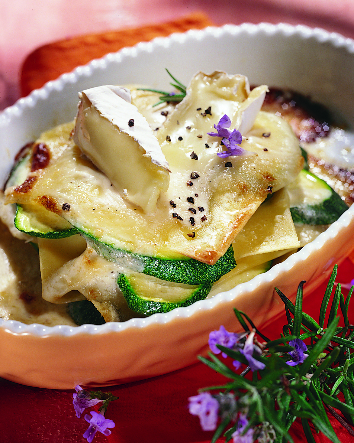 Lasagnes aux courgettes gratinées au camembert