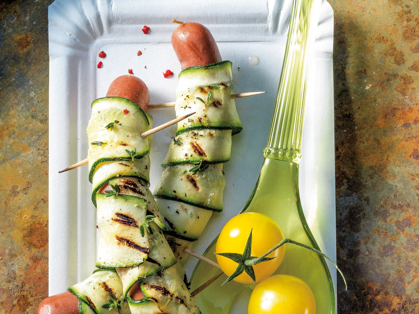Saucisses en manteau de courgette