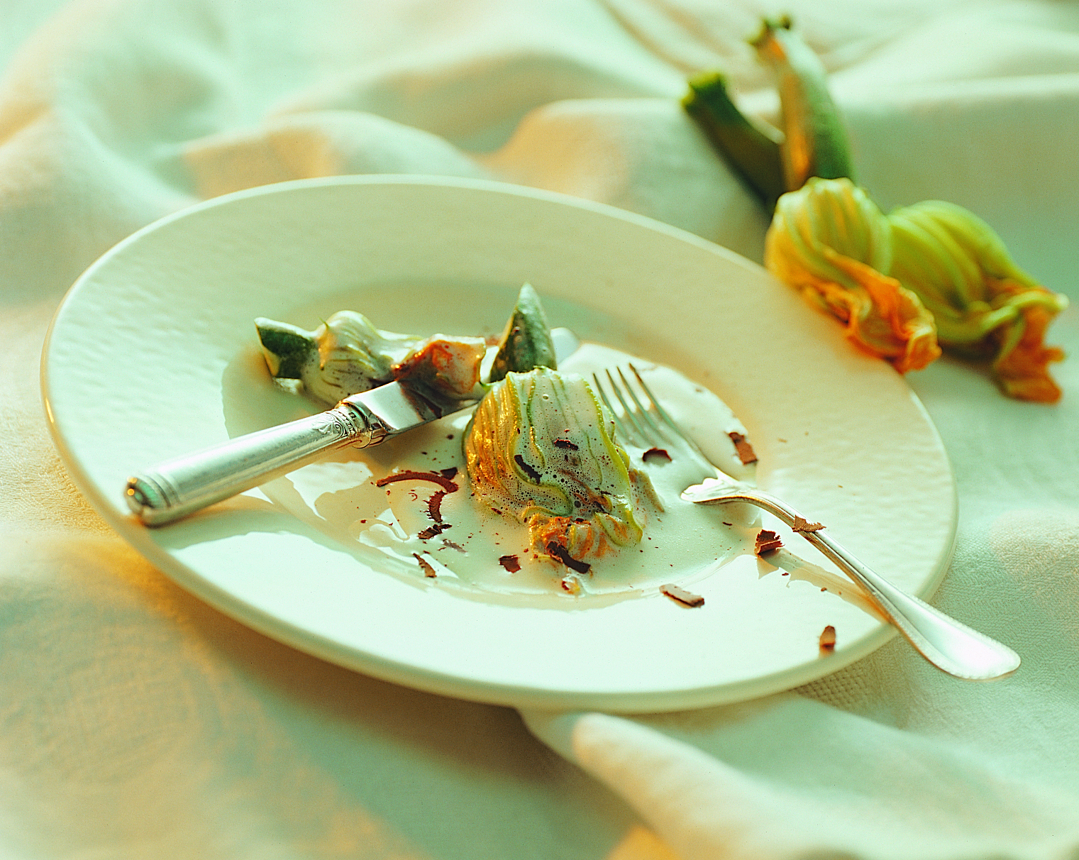 Fleurs de courgette farcies de crème au chocolat