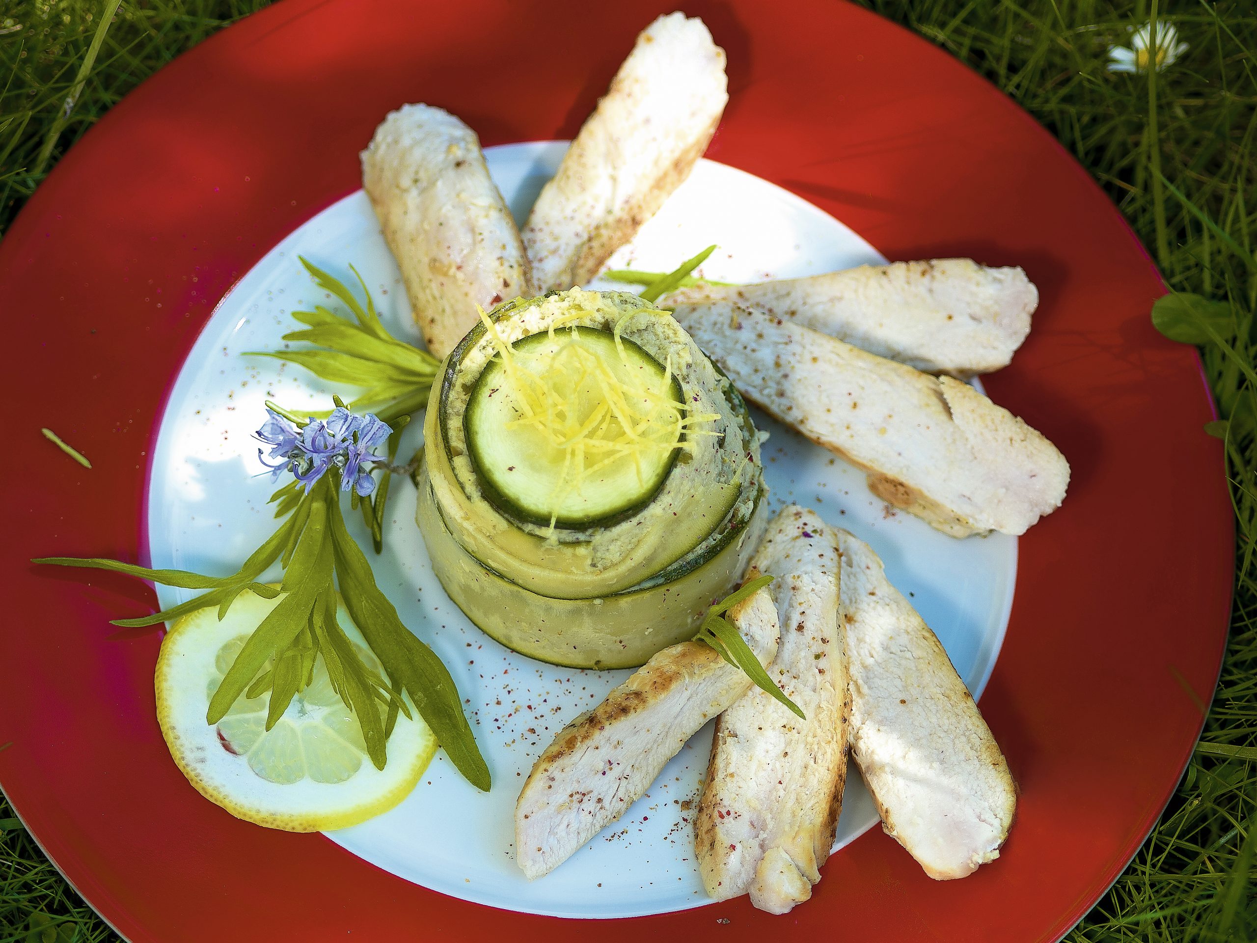 Zucchiniflans mit Poulet