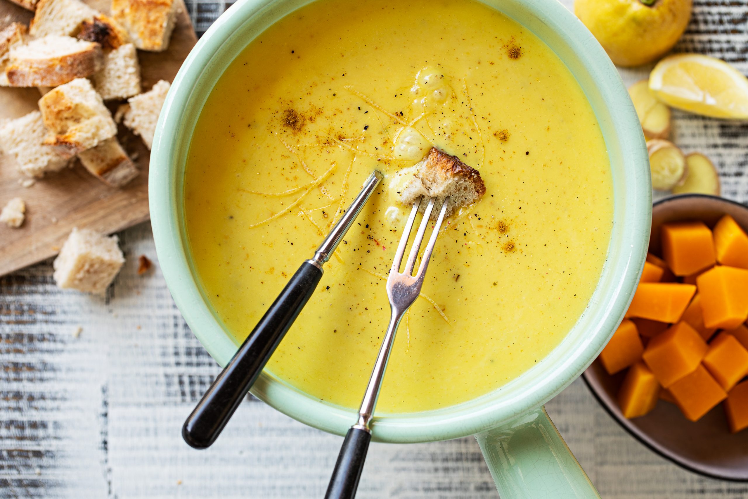 Fondue au gingembre et au citron