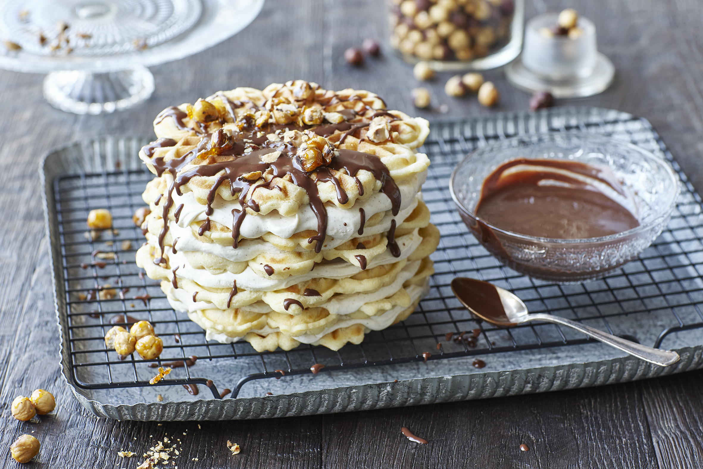 Gâteau de gaufres à la crème