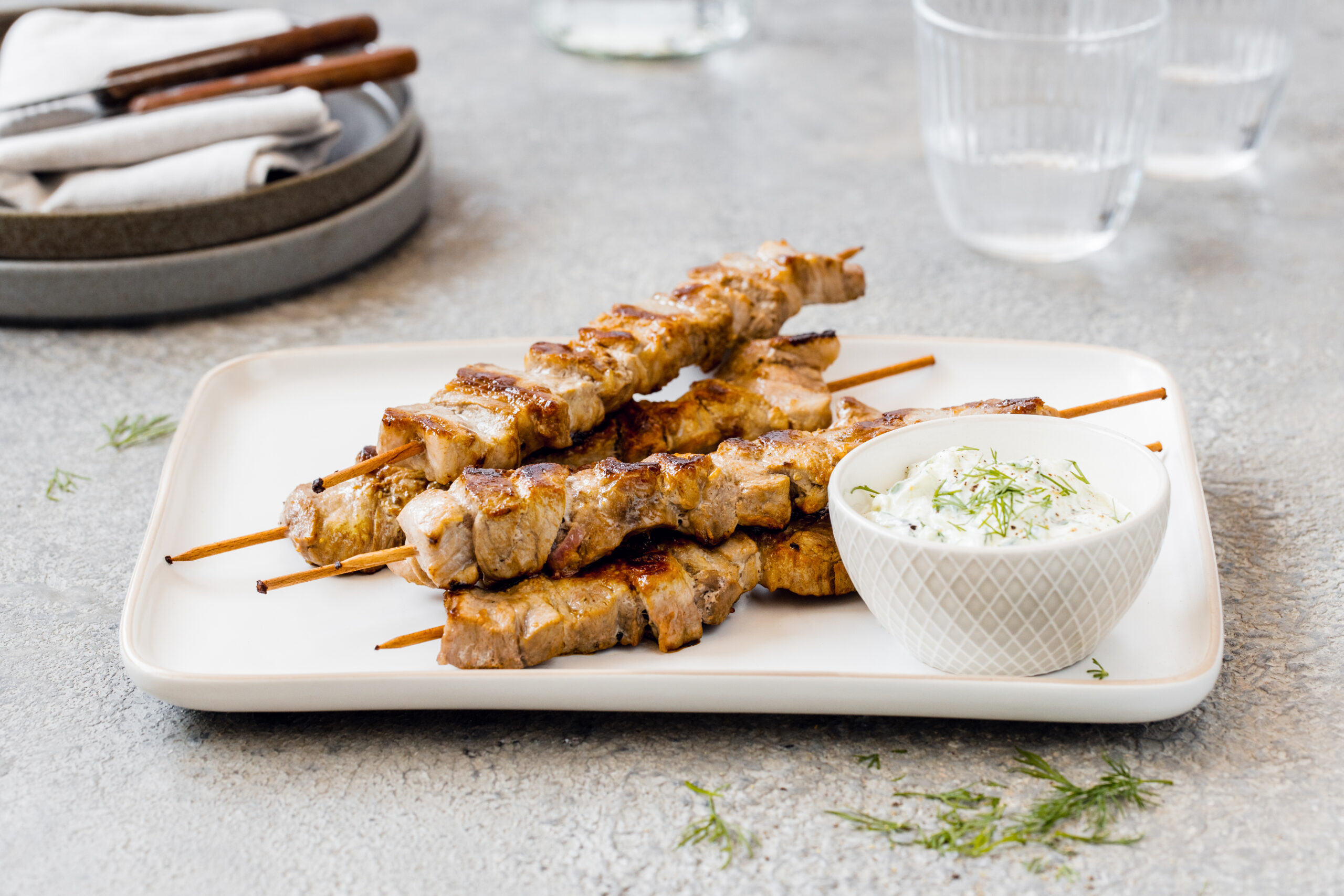 Souvlaki mit Tzatziki