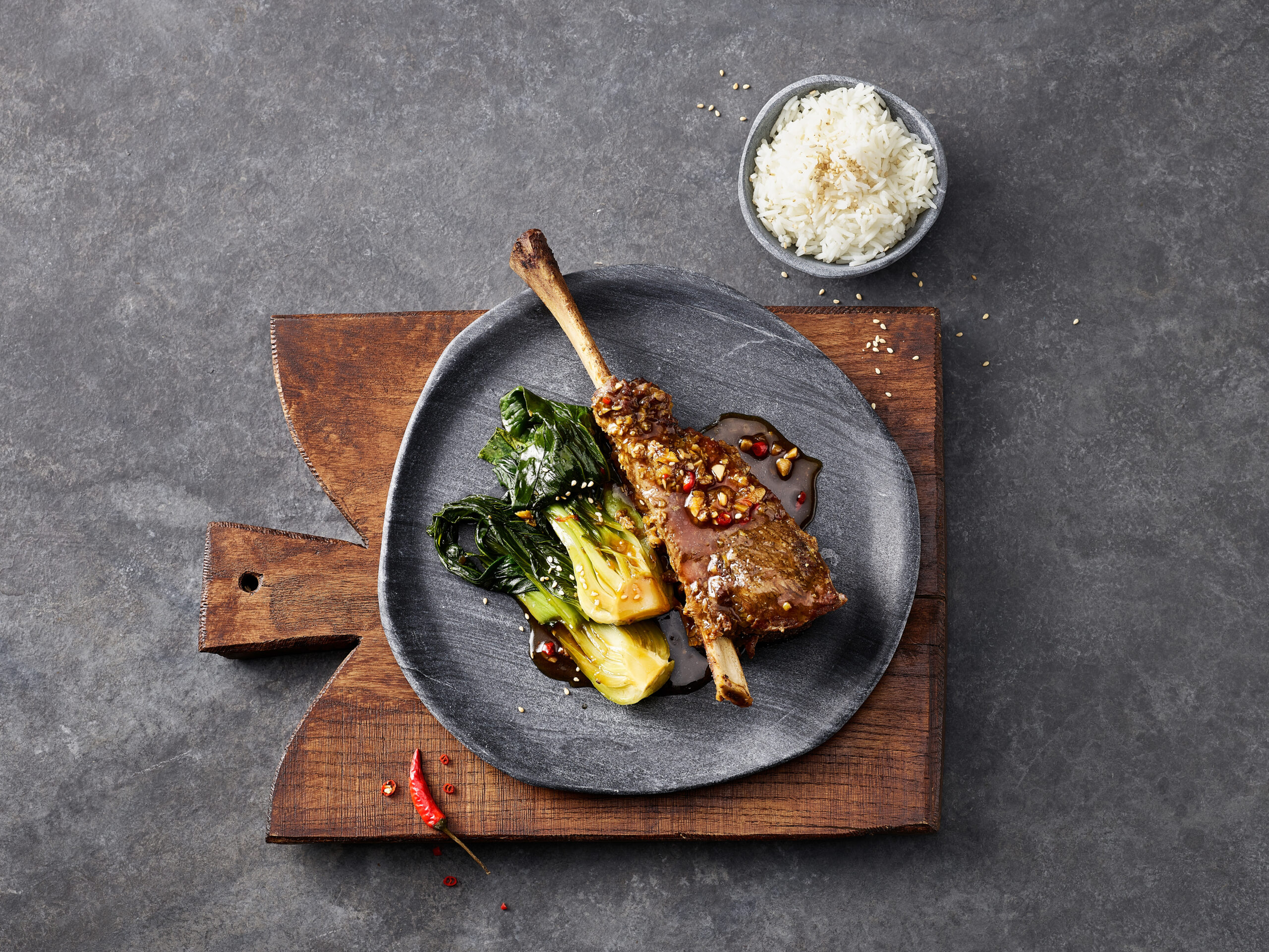 Short ribs braisés et pak choï