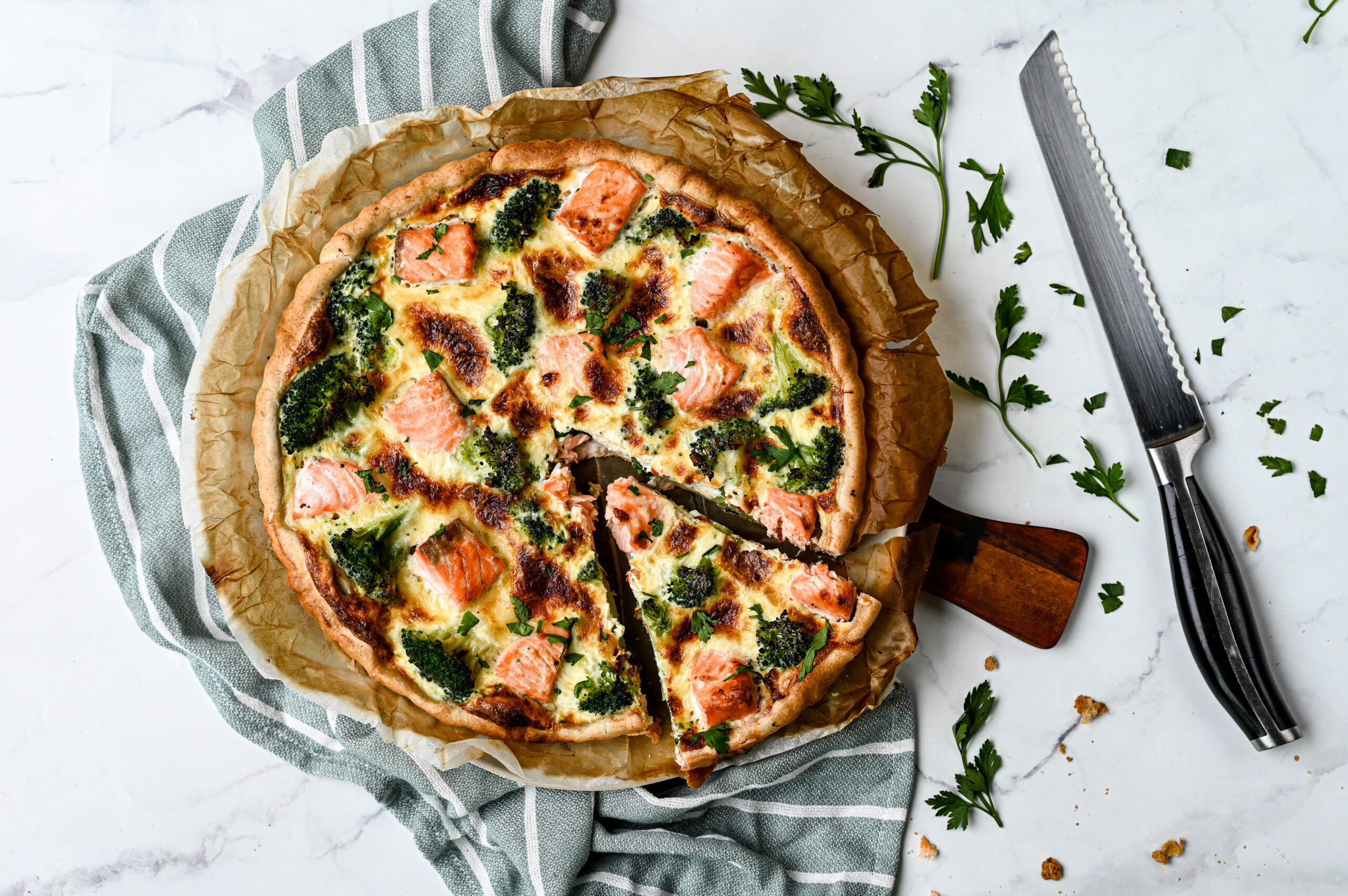 Quiche au saumon et au brocoli 