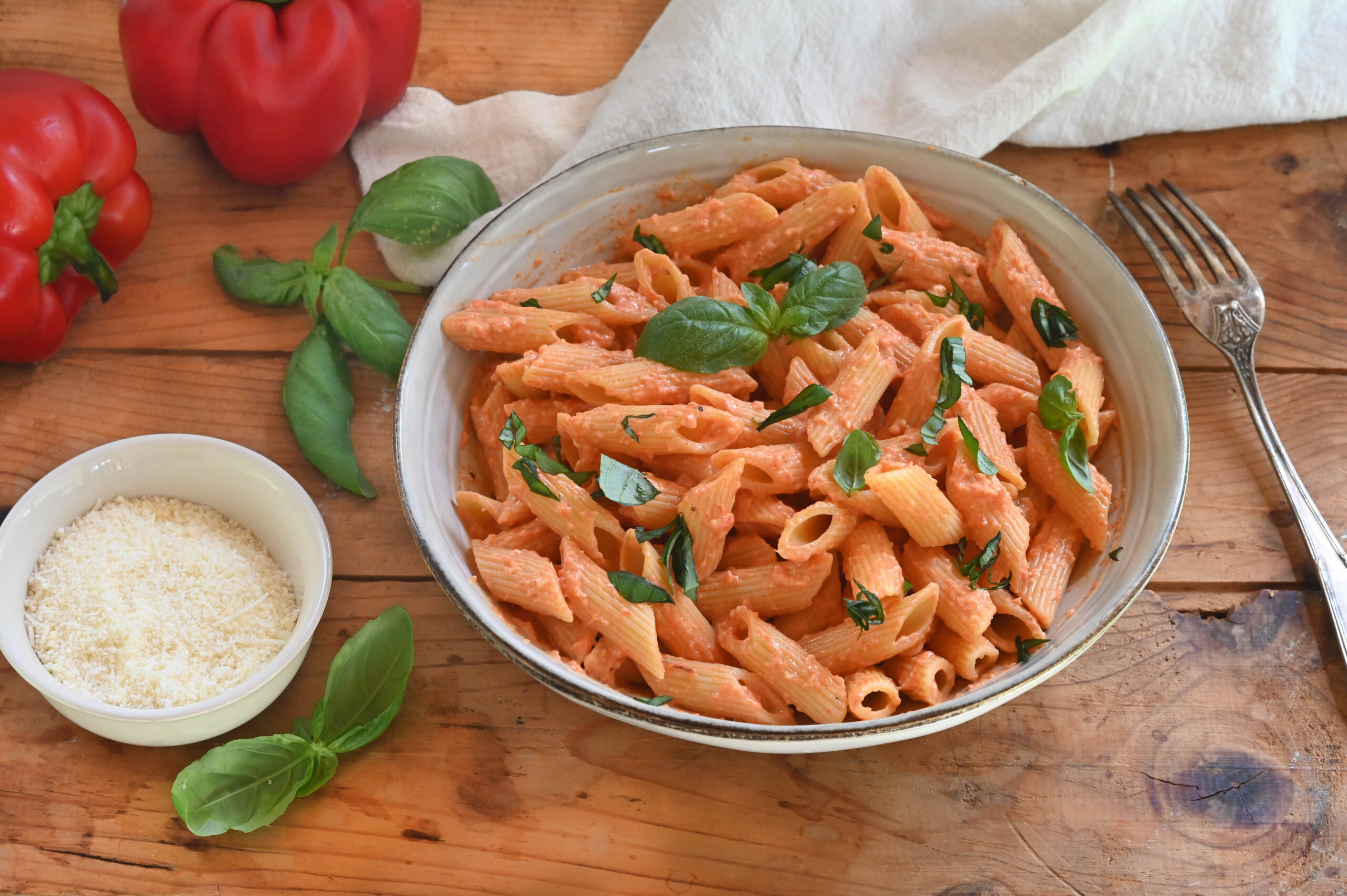 Pâtes à la crème de poivrons 